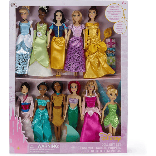 SET PRINCESAS DISNEY STORE 11 MUÑECAS CON ACCESORIOS