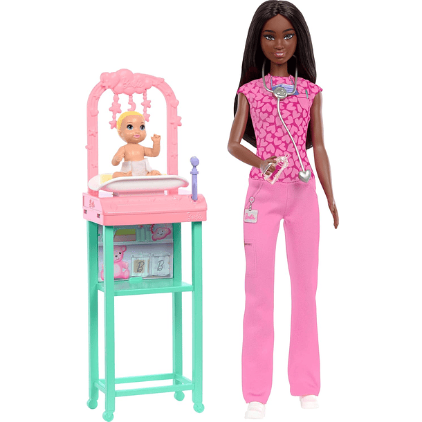 BARBIE DOCTORA DE BEBÉS MORENA MUÑECA Y ACCESORIOS 1