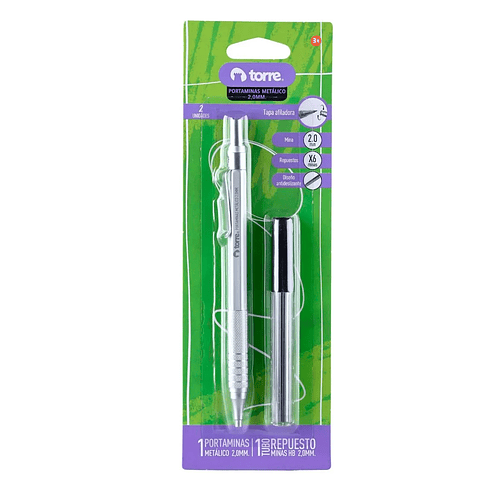 SET PORTAMINAS METALICO 2,0 MM + MINAS TORRE