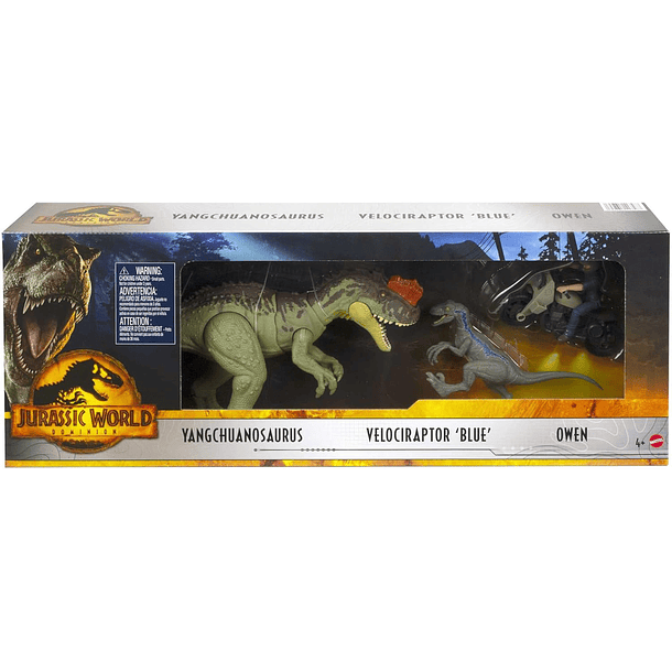 SET JURASSIC WORLD DOMINION OWEN + BLUE + YANGCHUANOSAURUS 2