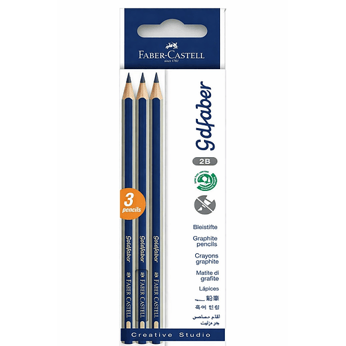 LÁPICES GRAFITO GOLDFABER 2B FABER-CASTELL X3