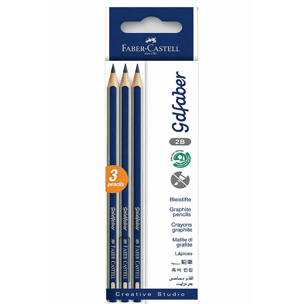 LÁPICES GRAFITO GOLDFABER 2B FABER-CASTELL X3