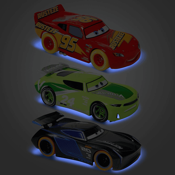 SET 3 AUTOS CARS NEON PULL-BACK DISNEY STORE OFICIAL 3