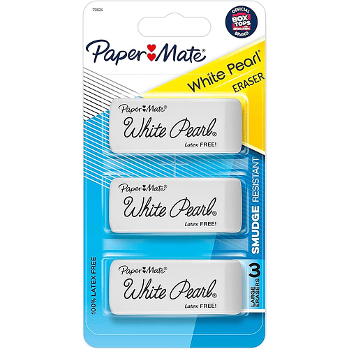 GOMA DE BORRAR PAPER MATE WHITE PEARL 3 UNIDADES