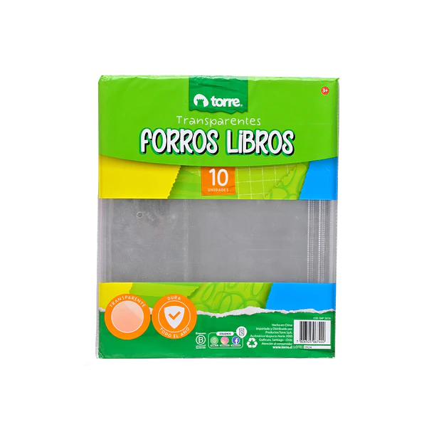 FORRO LIBROS TRANSPARENTE 10 UND TORRE PACK  1