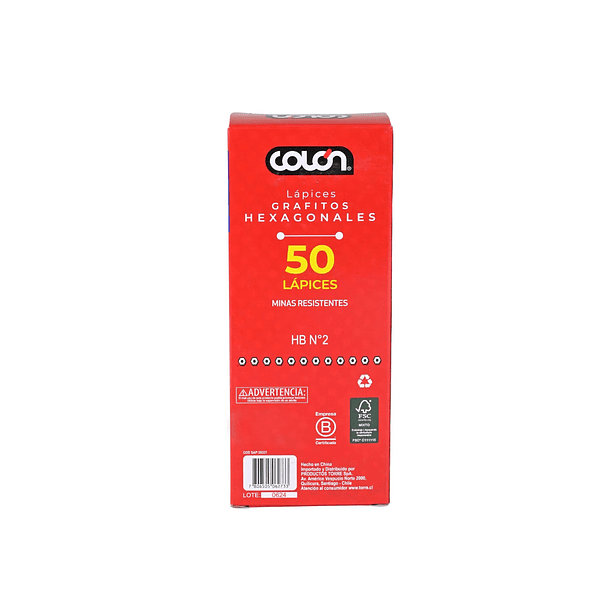 LÁPICES GRAFITO HEXAGONAL COLÓN HB Nº2 50 UNIDADES 5