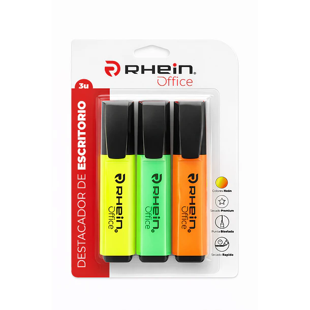DESTACADOR NEÓN RHEIN OFFICE 3 UNIDADES