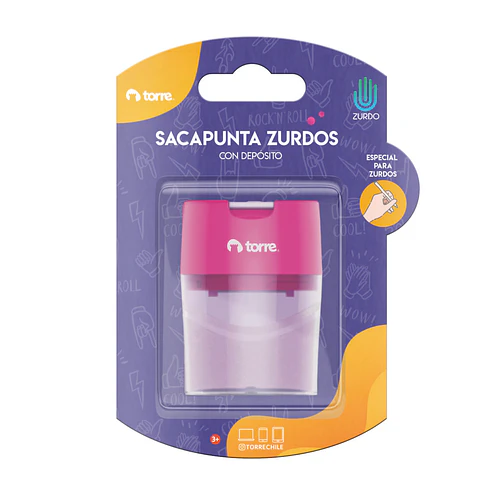 SACAPUNTAS PLASTICO ZURDOS DOBLE CON DEPOSITO TORRE