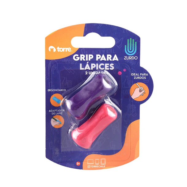 GRIP PARA LÁPICES ZURDOS TORRE 2 UNID ERGONÓMICO 1