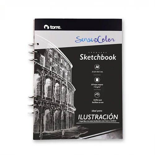 SKETCHBOOK BLACK A4 TORRE 30 HOJAS 110G CROQUERA