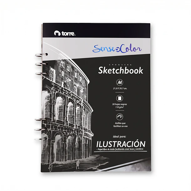SKETCHBOOK BLACK A4 TORRE 30 HOJAS 110G CROQUERA 1