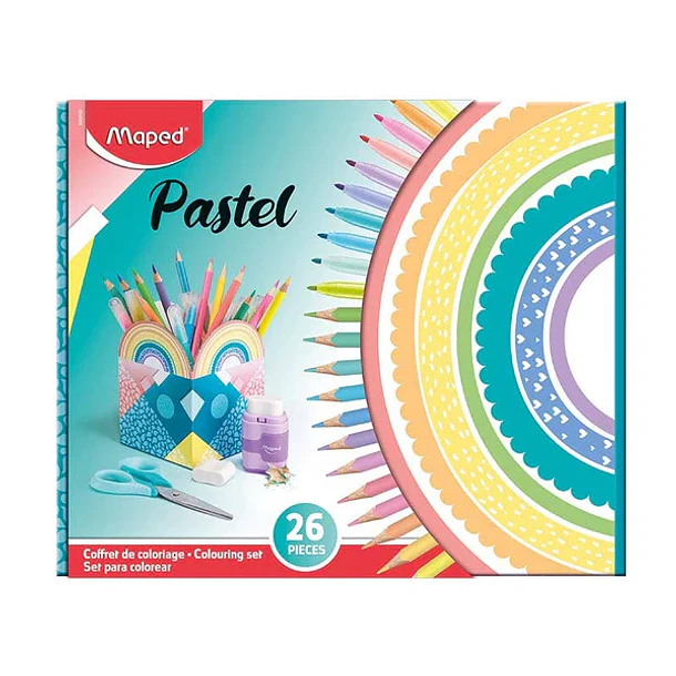 SET PARA COLOREAR PASTEL ARCOÍRIS MAPED 26 PCS 1