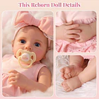MUÑECA REBORN BEBÉ ROSA CON ACCESORIOS 43 CM 7