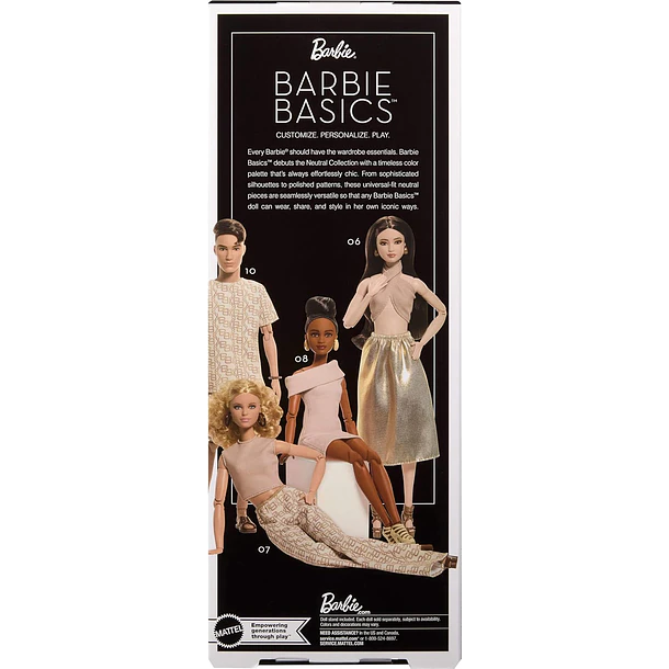 BARBIE BASICS MODEL 09 VESTIDO DORADO ARTICULADA 6