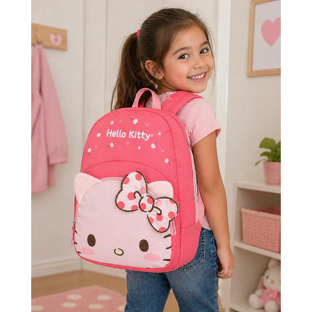 MOCHILA HELLO KITTY JUVENIL ROSA 43 CM 6