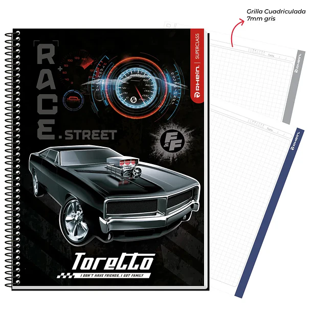 CUADERNO CARTA RÁPIDOS Y FURIOSOS 120H 7MM RHEIN 2