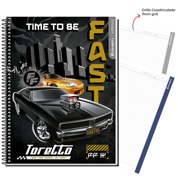 CUADERNO CARTA RÁPIDOS Y FURIOSOS 120H 7MM RHEIN 3