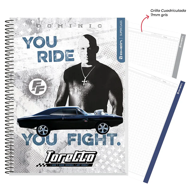 CUADERNO CARTA RÁPIDOS Y FURIOSOS 120H 7MM RHEIN 4