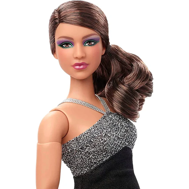 BARBIE LOOKS #12 VESTIDO NEGRO HBX95 ARTICULADA 4