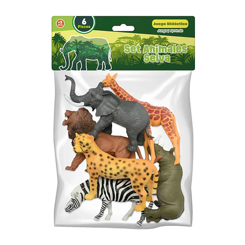 SET ANIMALES DE LA SELVA 6 PIEZAS PVC