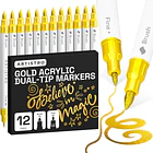ARTISTRO MARCADORES ACRÍLICOS DORADOS 12 PCS 1