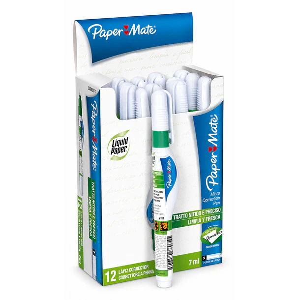 CORRECTOR LIQUID PAPER LÁPIZ PAPER MATE 7ML PUNTA FINA X 12 4