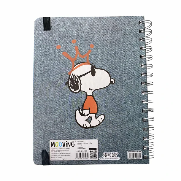 LIBRETA A5 SNOOPY MOOVING ESPIRAL ELÁSTICO 9