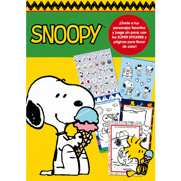 BLOCK PARA COLOREAR SNOOPY CON STICKERS 2