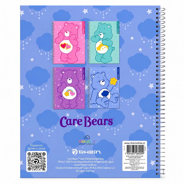 CUADERNO ESP SUPER CLASS CARTA CARE BEARS 120H 7 MM RHEIN 6