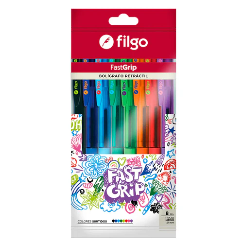 SET 08 BOLÍGRAFOS FASTGRIP 1.0 FILGO