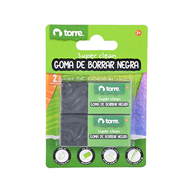 BLISTER GOMA DE BORRAR NEGRA 2U TORRE 2