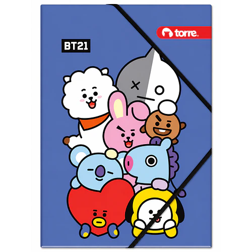 CARPETA CARTULINA BT21 CON ELÁSTICO TORRE