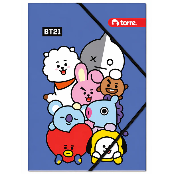 CARPETA CARTULINA BT21 CON ELÁSTICO TORRE