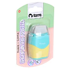 SACAPUNTAS DOBLE + GOMA PASTEL TORRE 1