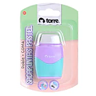 SACAPUNTAS DOBLE + GOMA PASTEL TORRE 3