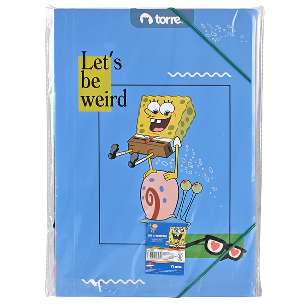 PACK 2 CARPETAS CON ELASTICO  BOB ESPONJA COLON 2