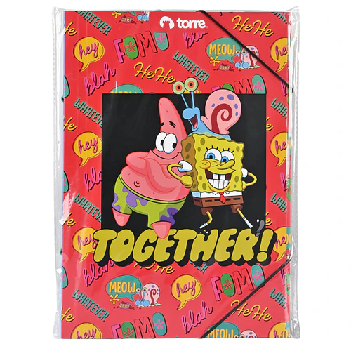 PACK 2 CARPETAS CON ELASTICO  BOB ESPONJA COLON