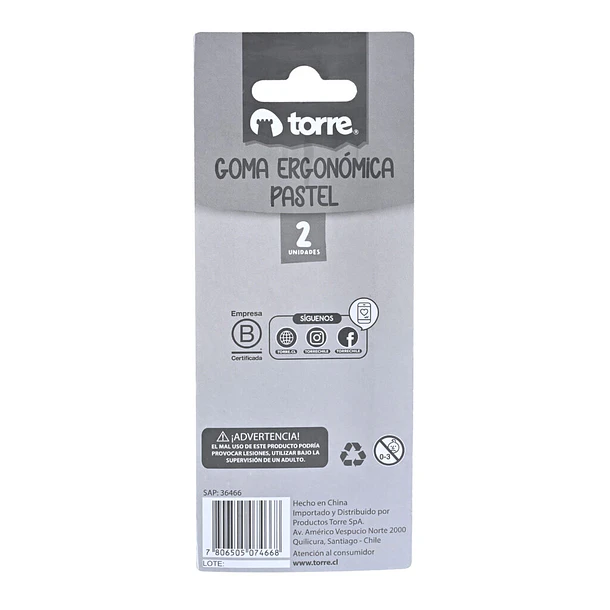 GOMA ERGONÓMICA PASTEL TORRE 2 UNIDADES 5