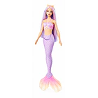 MUÑECA BARBIE SIRENA PELO ROSA Y MORADO HRR06 1
