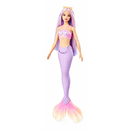 MUÑECA BARBIE SIRENA PELO ROSA Y MORADO HRR06