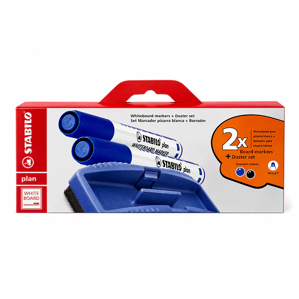 SET 2 MARCADORES PIZARRA + BORRADOR STABILO PLAN