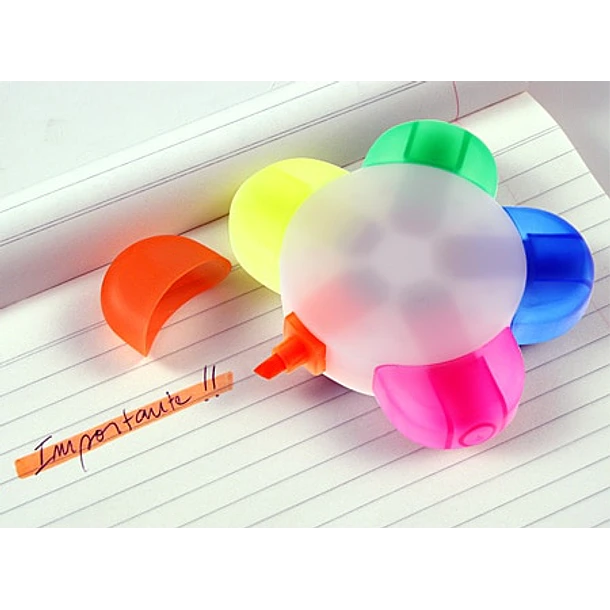 MULTIDESTACADOR 5 COLORES FLOR MARCADORES FLUOR 4