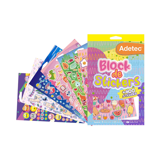 BLOCK DE STICKERS ADETEC +400 STICKERS 6 LÁMINAS 1