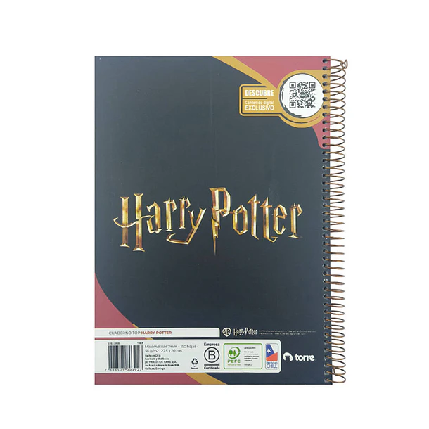 CUADERNO TOP TRIPLE TORRE 150H 7MM HARRY POTTER CARTA UND 10