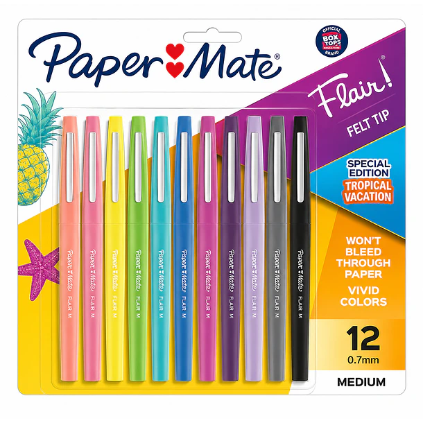 SET 12 PLUMONES PAPER MATE FLAIR 0.7 MM TROPICAL 1