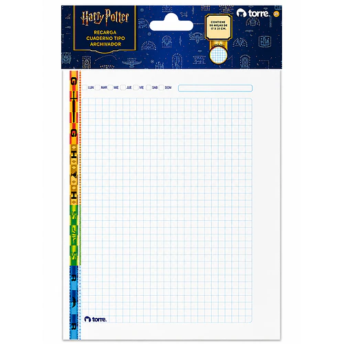 RECARGA BOOK HARRY POTTER CUADRICULADA 50HJ 7 MM TORRE