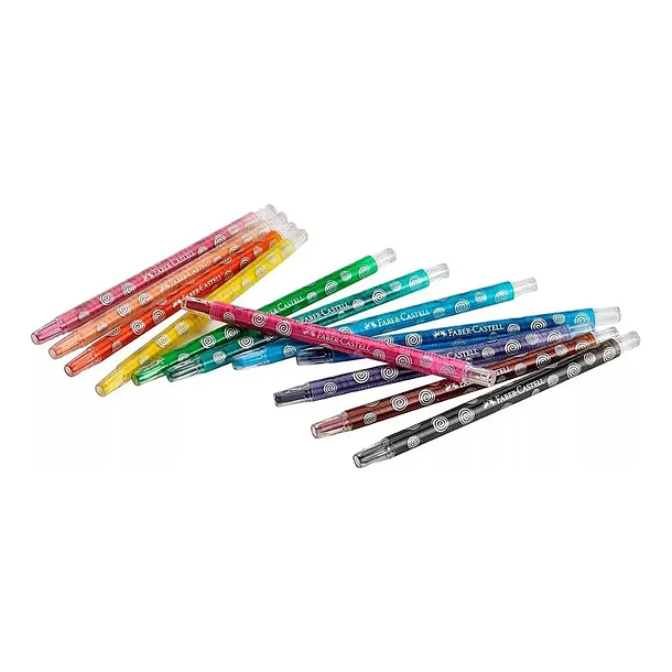 CRAYONES DE CERA RETRÁCTILES FABER-CASTELL 12 COLORES TWIST 2