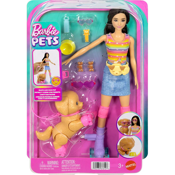 BARBIE PETS PATINA CON PERRITO MORENA JMJ45 7