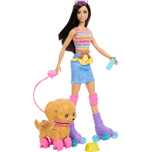 BARBIE PETS PATINA CON PERRITO MORENA JMJ45