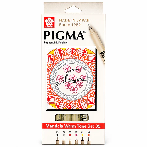 SET TIRALÍNEAS SAKURA PIGMA MANDALA TONOS CALIDOS 05